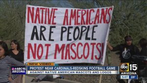 Group protests Washington’s NFL mascot before Arizona Cardinals game.